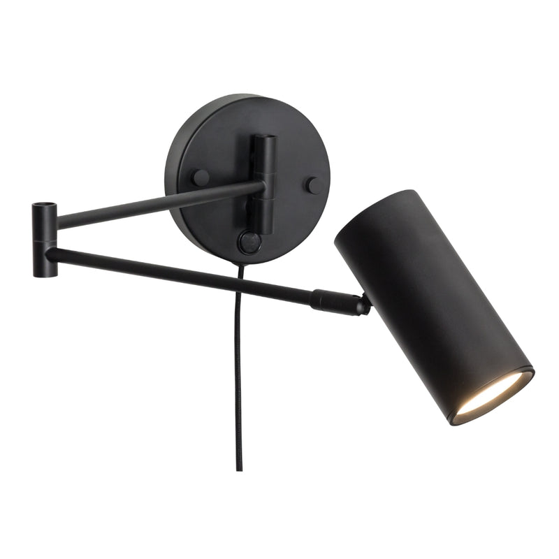 Newton Black Arm Wall Light with Cord and Plug - Lighting.co.za