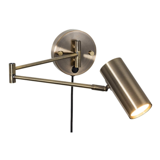 Newton Brass Look Arm Wall Light with Cord and Plug - Lighting.co.za