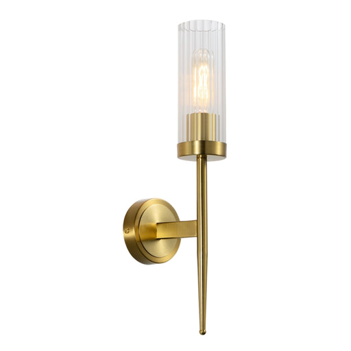 Luxuria Fluted Clear Glass and Brass Look Wall Light - Lighting.co.za
