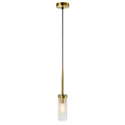 Luxuria Fluted Clear Glass and Brass Look Pendant Light - Lighting.co.za