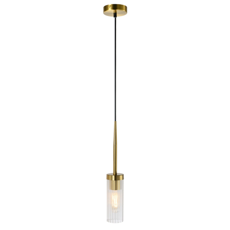 Luxuria Fluted Clear Glass and Brass Look Pendant Light - Lighting.co.za