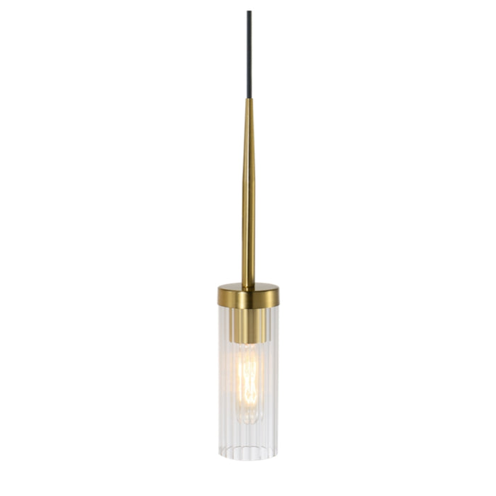 Luxuria Fluted Clear Glass and Brass Look Pendant Light - Lighting.co.za