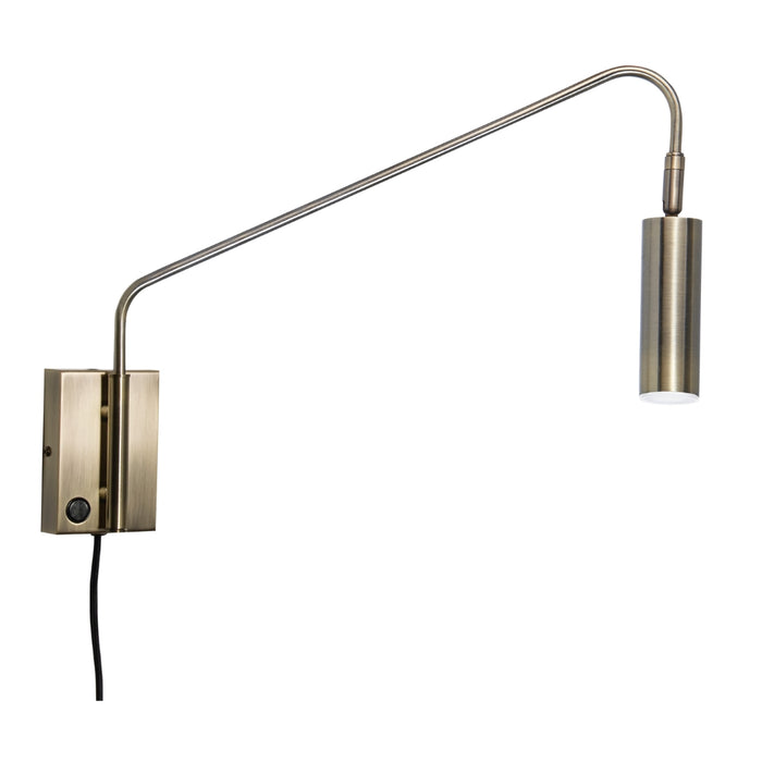 Ultra Brass Look LED Arm Wall Light with Cord and Plug - Lighting.co.za