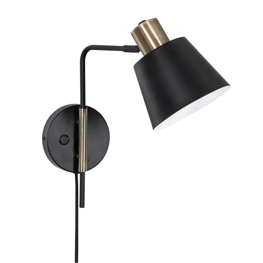 Cromwell Black And Antique Brass Wall Light with Cord and Plug - Lighting.co.za