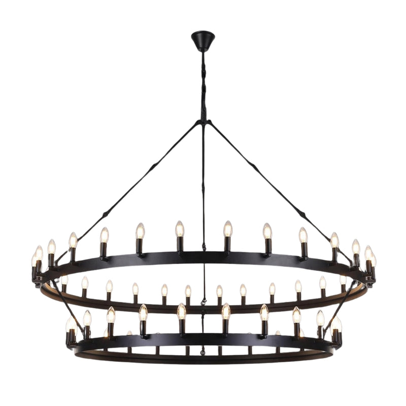Portland Farmhouse 2 Tier Black 54 Light Chandelier - Lighting.co.za
