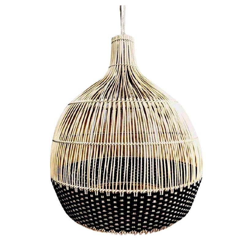 Joules Large Black and Natural Rattan Pendant Light - Lighting.co.za