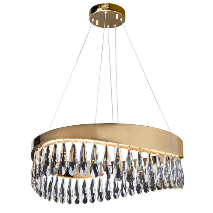 Dakota Gold And Clear K9 Crystal LED Round Chandelier - Lighting.co.za