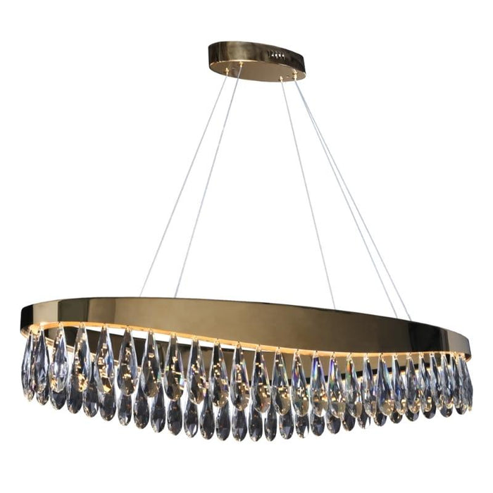 Dakota Gold And Clear K9 Crystal LED Oval Chandelier - Lighting.co.za