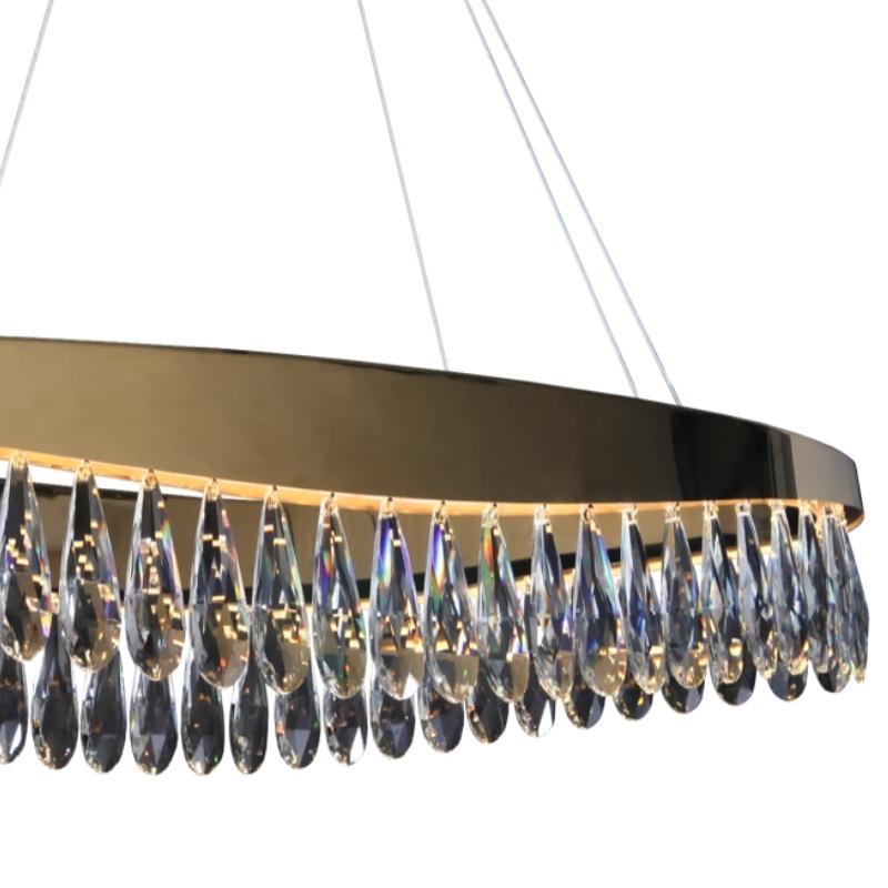 Dakota Gold And Clear K9 Crystal LED Oval Chandelier - Lighting.co.za