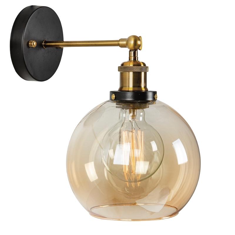 Genoa Large Amber Glass And Antique Brass Wall Light - Lighting.co.za