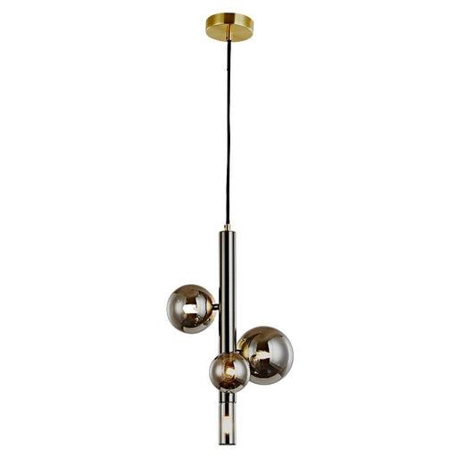 Helium 4 Light Vertical Sphere And Stem Black And Smoke Glass Pendant Light - Lighting.co.za