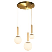 Milano 3 Light Slim Frosted White Glass and Antique Brass Pendant Light - Lighting.co.za
