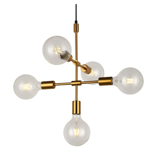 Loft 5 Light Brass Look Multi Pendant Light - Lighting.co.za