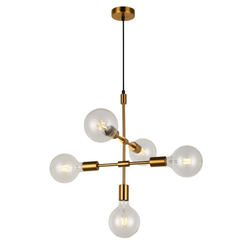 Loft 5 Light Brass Look Multi Pendant Light - Lighting.co.za