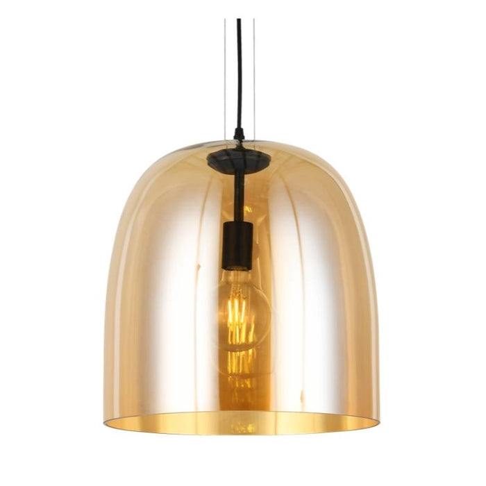 Lira Amber | Smoke | Chrome Glass Dome Pendant Light - Lighting.co.za