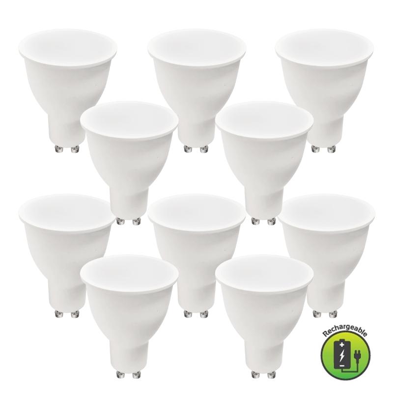 GU10 5W LED 3000K | 4000K | 6000K Rechargeable Bulb Non Dim B PACK OF 10 - Lighting.co.za