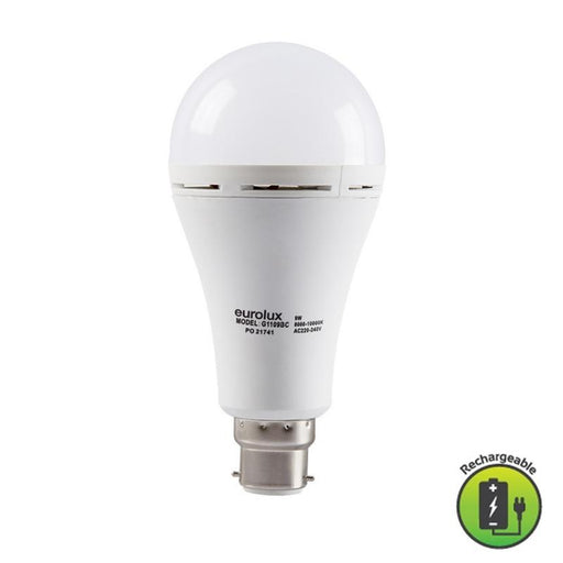 B22 A60 9W LED 4200K Rechargeable Bulb Non Dim E - Lighting.co.za