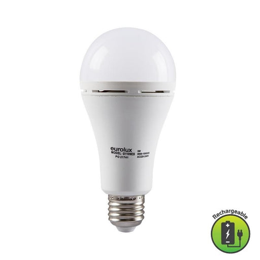E27 A60 9W LED 4200K Rechargeable Bulb Non Dim E - Lighting.co.za