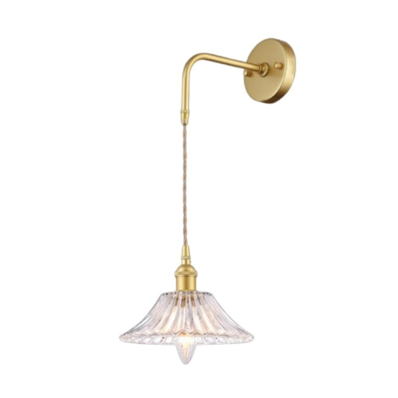 Arla Satin Gold Vintage Flare Cut Glass Wall Light - Lighting.co.za