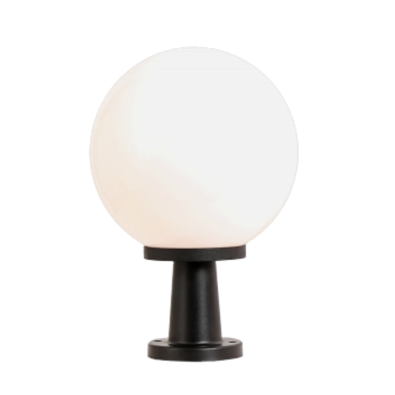Sphere Outdoor Black and Opal Pillar Light - Lighting.co.za
