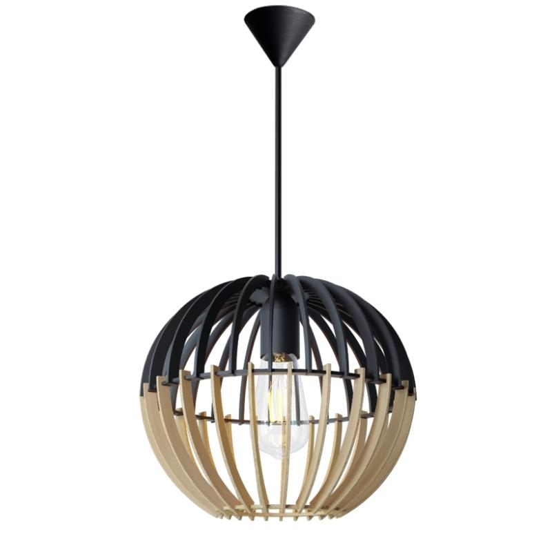 Positano Black and Natural Wood Pendant Light - Lighting.co.za