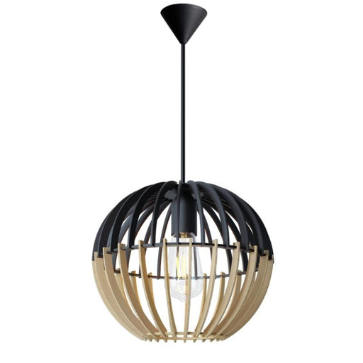 Positano Black and Natural Wood Pendant Light - Lighting.co.za