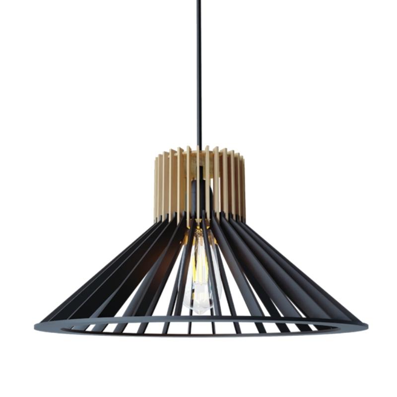 Positano Flair Black and Natural Wood Pendant Light - Lighting.co.za