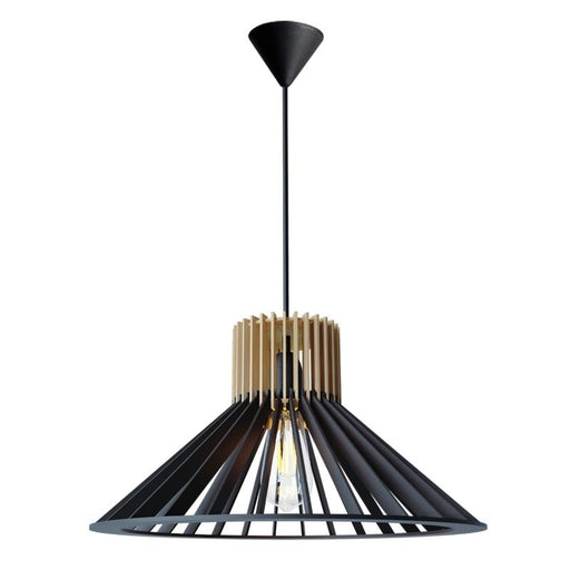 Positano Flair Black and Natural Wood Pendant Light - Lighting.co.za