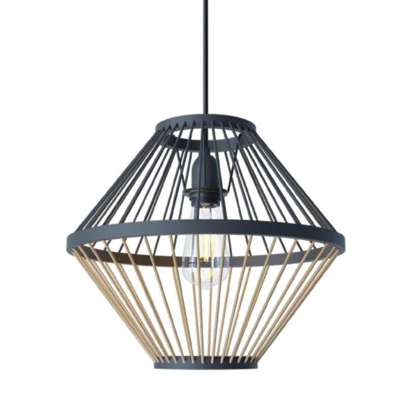 Amanzi Flair Black and Natural Rattan Bamboo Pendant Light - Lighting.co.za