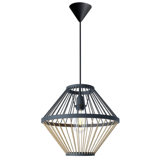 Amanzi Flair Black and Natural Rattan Bamboo Pendant Light - Lighting.co.za