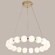 Ripple Round 12 Light Gold And White Glass LED Pendant Light - Lighting.co.za