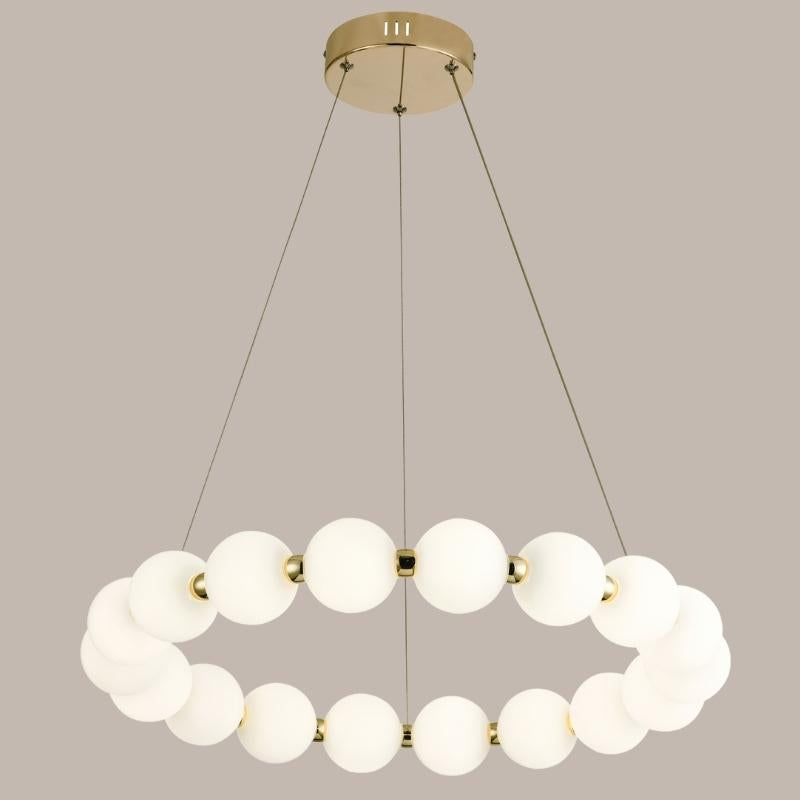 Ripple Round 12 Light Gold And White Glass LED Pendant Light - Lighting.co.za