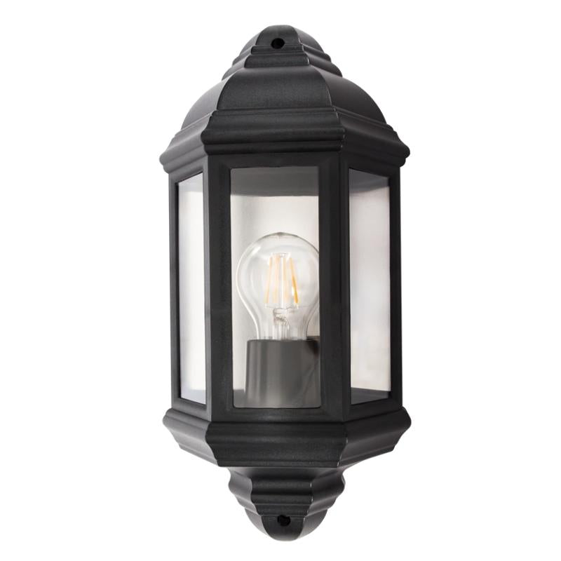 Nero Black Polycarbonate Half Lantern Outdoor Wall Light - Lighting.co.za