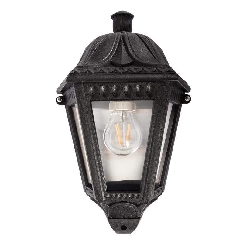 May Black Polycarbonate Half Lantern Outdoor Wall Light - Lighting.co.za