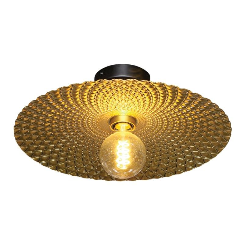 Hammered Look Round Gold Disk Ceiling Light - Lighting.co.za