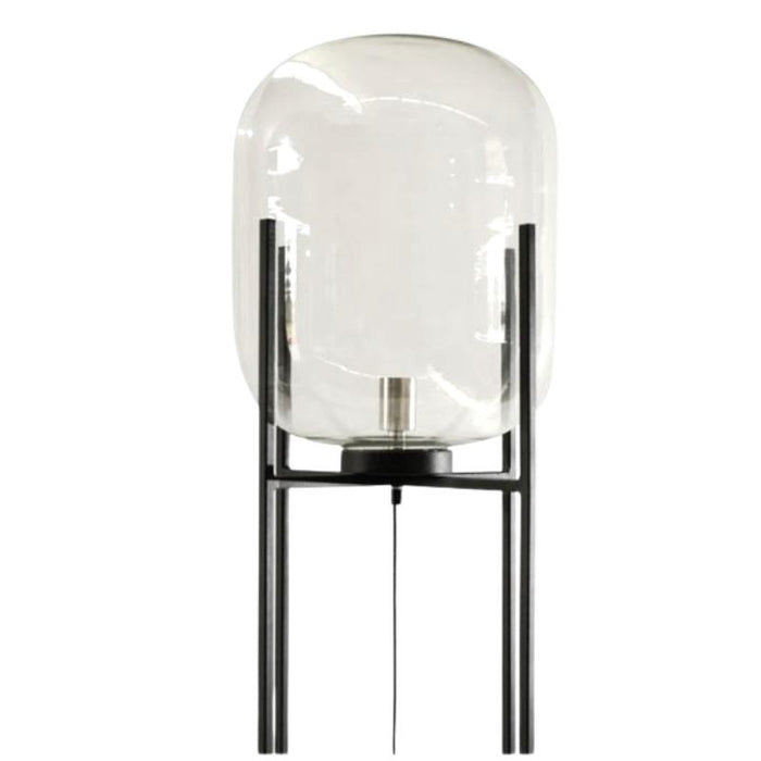 Cleo Pedestal Black And Clear Glass Floor Lamp 2 Sizes - Lighting.co.za