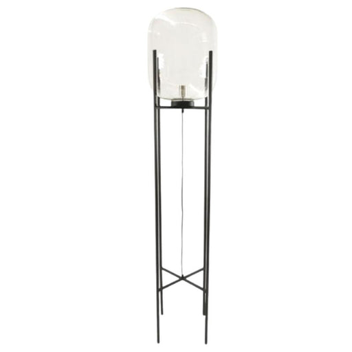Cleo Pedestal Black And Clear Glass Floor Lamp 2 Sizes - Lighting.co.za