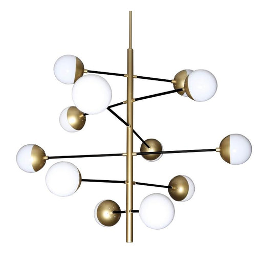 Cosmo Satin Gold And White Glass 10 | 12 Light Spiral Tier Pendant Light - Lighting.co.za