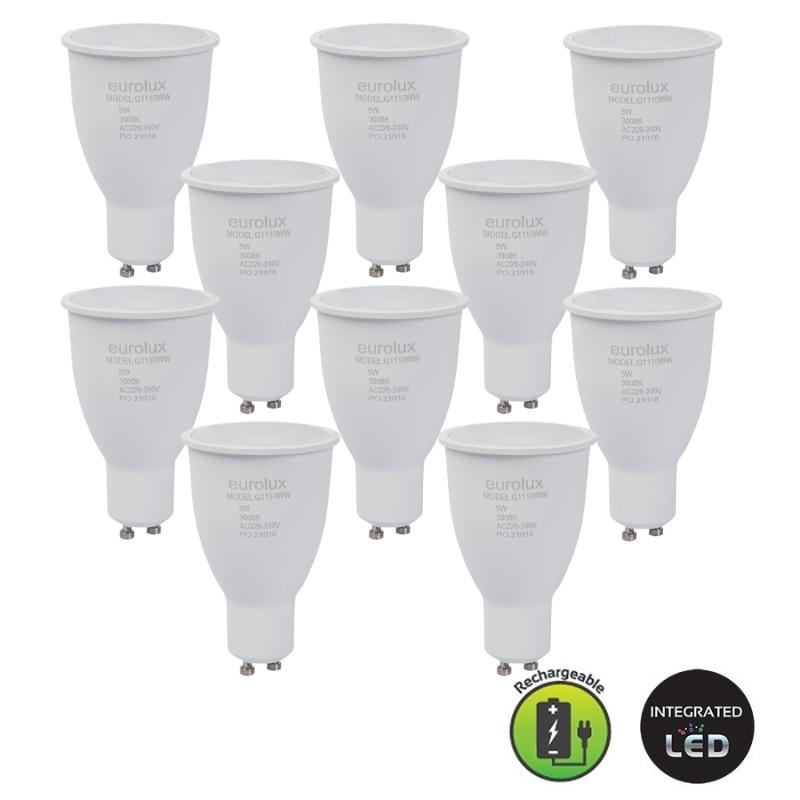 GU10 5W LED 4000K Rechargeable Bulb Non Dim E PACK OF 10 - Lighting.co.za