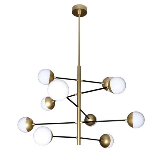 Cosmo Satin Gold And White Glass 10 | 12 Light Spiral Tier Pendant Light - Lighting.co.za