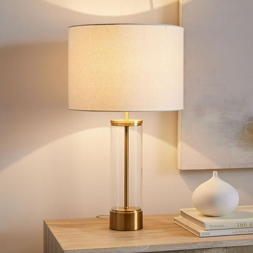 Paloma Clear Glass and Brass Look Table Lamp - Lighting.co.za