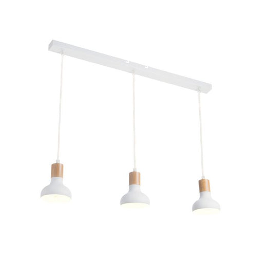 Loft Black | White Metal and Wood Look 3L Pendant Light - Lighting.co.za