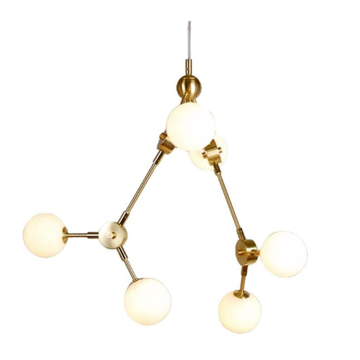 Pisa Brass And White Glass Molecule Pendant Light - Lighting.co.za