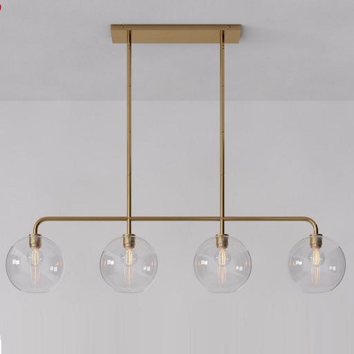 Quinn 4 Light Brass Look and Clear Glass Pendant Light - Lighting.co.za