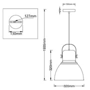 Analia White Or Grey Dome Pendant Light - Lighting.co.za