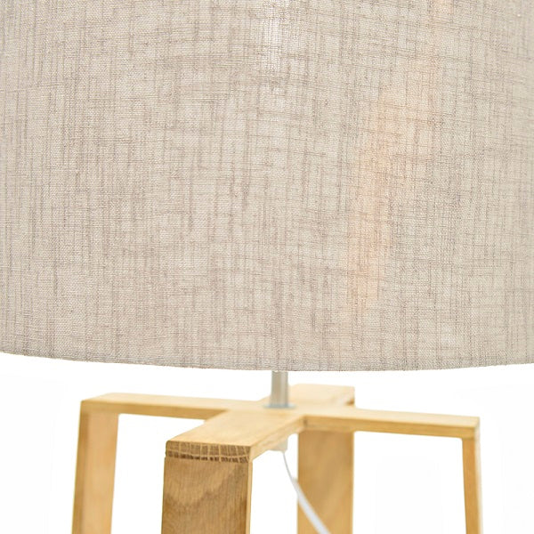 Oasis Geo Oak Wood And White Shade Table Lamp - Lighting.co.za