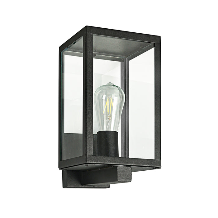 Rubik Out Black and Clear Glass Spazio Outdoor Lantern Wall Light - Lighting.co.za