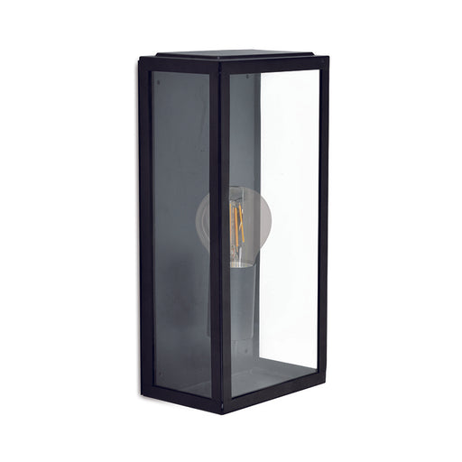 Rubik Black and Clear Glass Spazio Outdoor Lantern Wall Light - Lighting.co.za