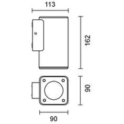 Ryka Square ABS GU10 Down Facing Outdoor Wall Light - Lighting.co.za