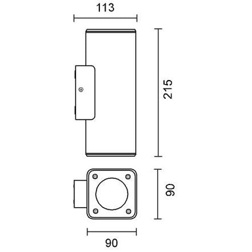 Ryka Square ABS GU10 Up Down Facing Outdoor Wall Light - Lighting.co.za